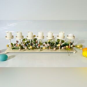Easter White Metal Candle Holder 20” L